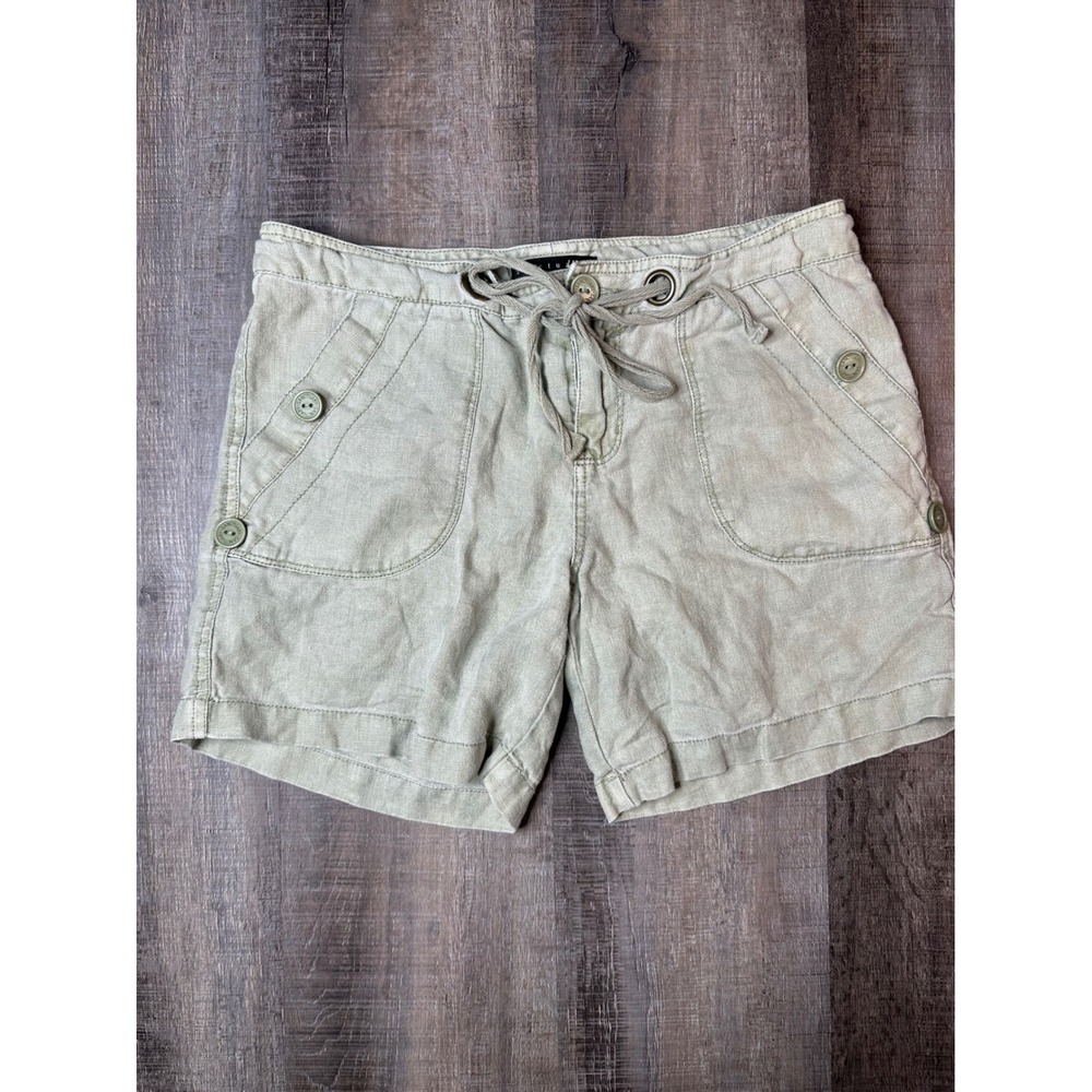 Sanctuary Clothing Womens Sage Green 100% Linen Utility Shorts Drawstring Sz 26
